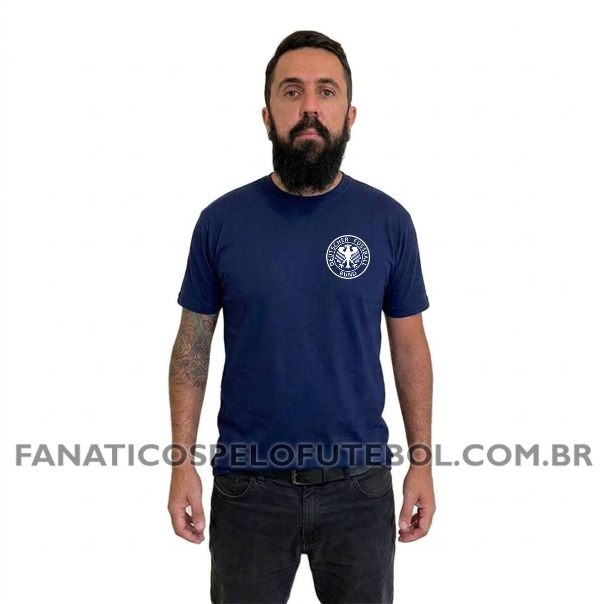 Camiseta Masculina Seleção da Alemanha Escudo Clássico Futebol Casual - Imagem 3