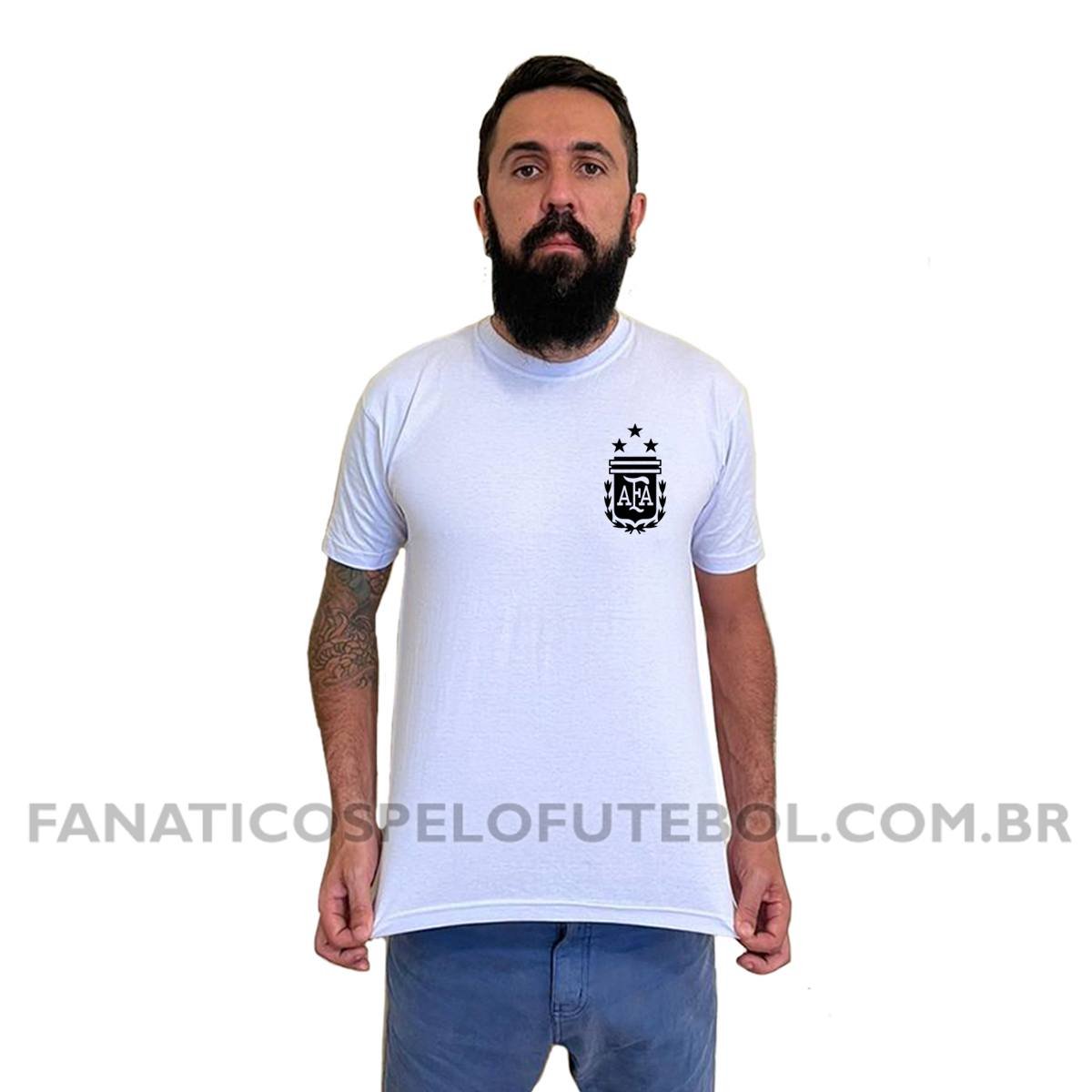Camiseta Masculina Seleção da Argentina Escudo Clássico Futebol Casual - Imagem 6