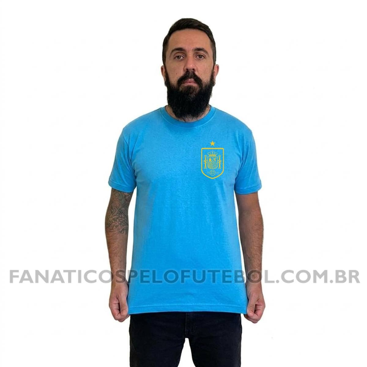 Camiseta Masculina Seleção da Espanha Escudo Clássico Futebol Casual - Imagem 7
