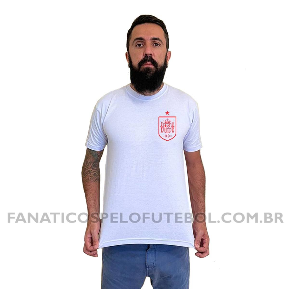 Camiseta Masculina Seleção da Espanha Escudo Clássico Futebol Casual - Imagem 8