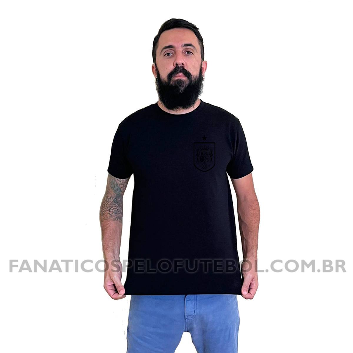 Camiseta Masculina Seleção da Espanha Escudo Clássico Futebol Casual - Imagem 3