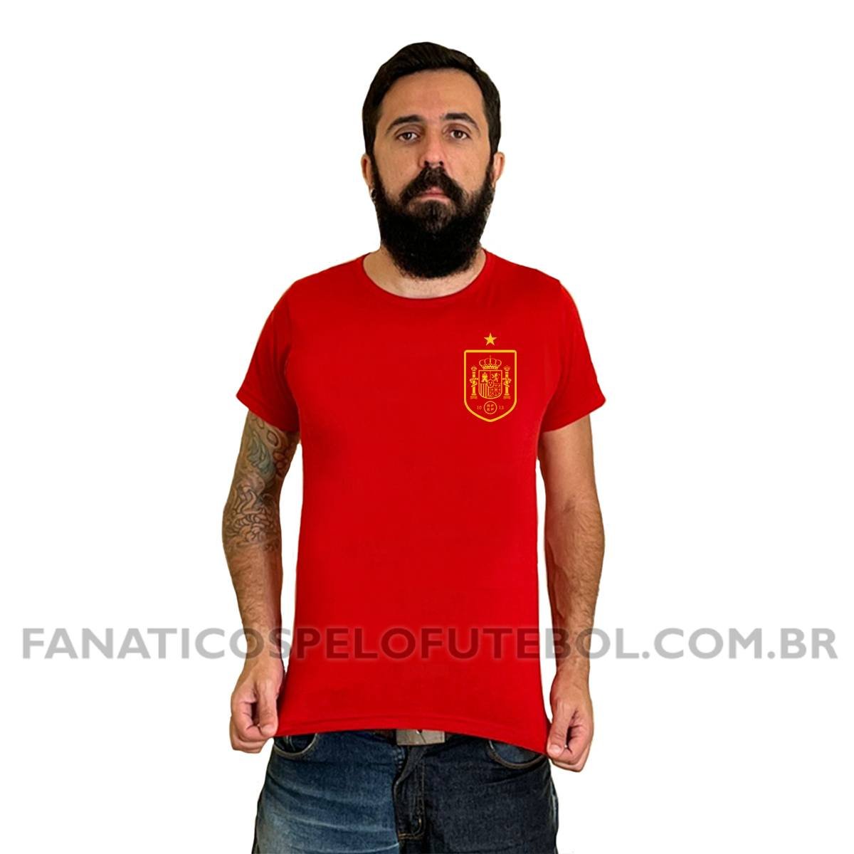 Camiseta Masculina Seleção da Espanha Escudo Clássico Futebol Casual - Imagem 4