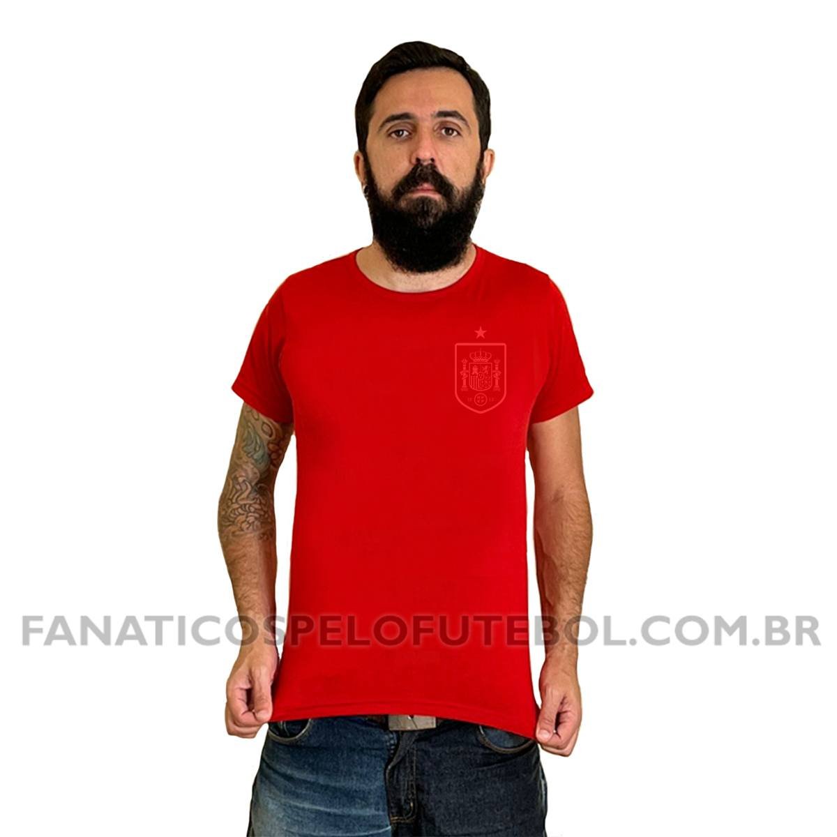 Camiseta Masculina Seleção da Espanha Escudo Clássico Futebol Casual - Imagem 9