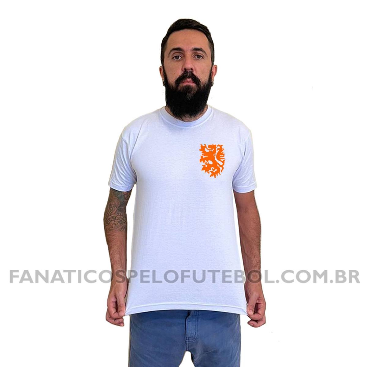 Camiseta Masculina Seleção da Holanda Escudo Clássico Futebol Casual - Imagem 4