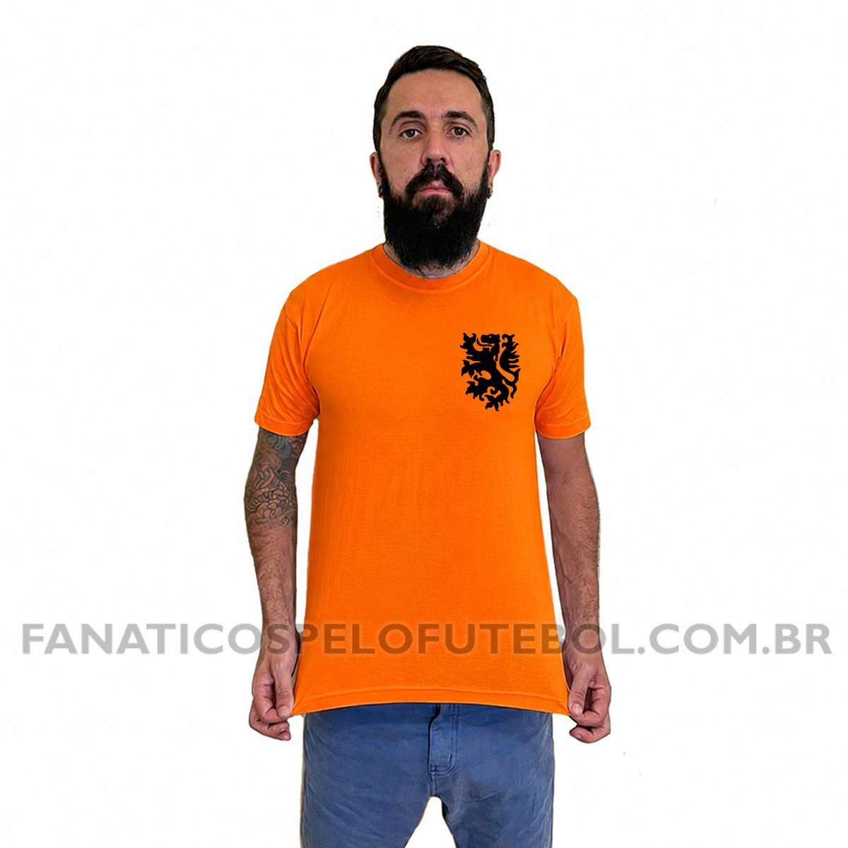 Camiseta Masculina Seleção da Holanda Escudo Clássico Futebol Casual - Imagem 2