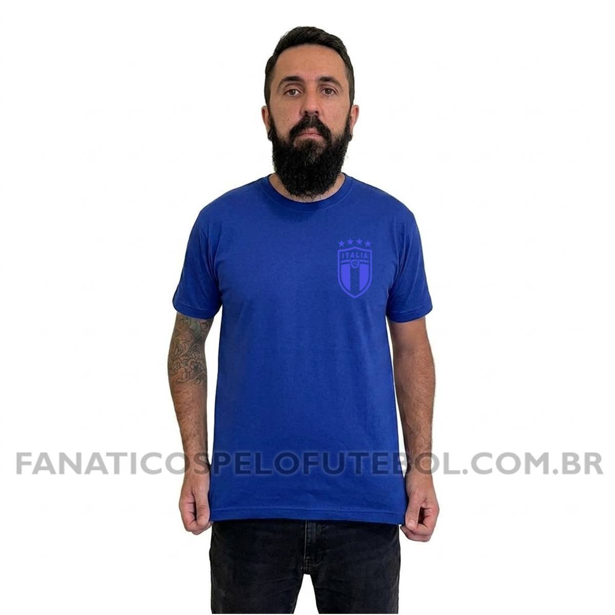 Camiseta Masculina Seleção da Italia Escudo Clássico Futebol Casual - Imagem 2