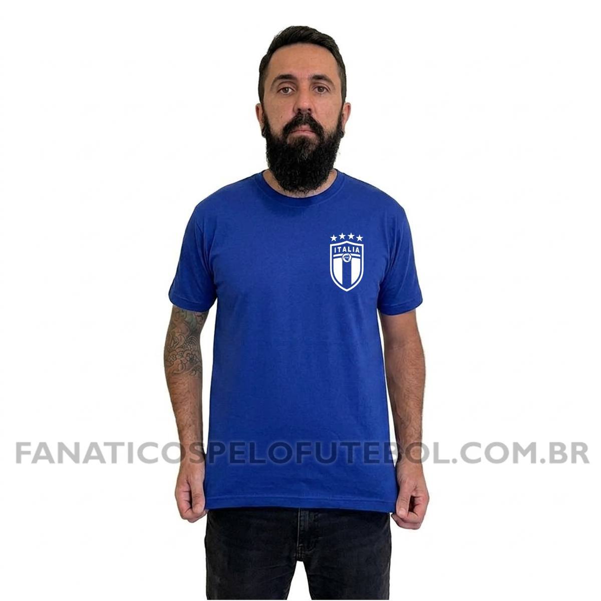 Camiseta Masculina Seleção da Italia Escudo Clássico Futebol Casual - Imagem 5