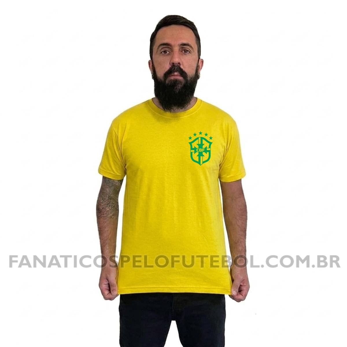 Camiseta Masculina Seleção do Brasil Escudo Clássico Futebol Casual - Imagem 9