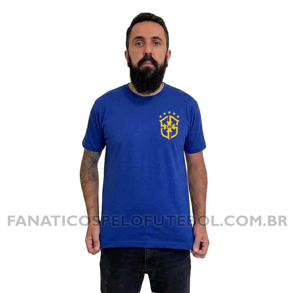 Camiseta Masculina Seleção do Brasil Escudo Clássico Futebol Casual - Imagem 2