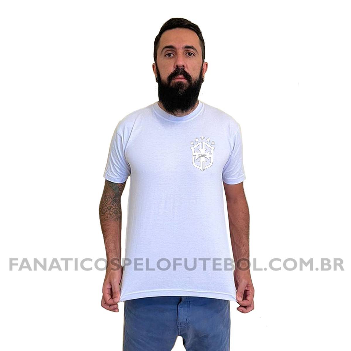 Camiseta Masculina Seleção do Brasil Escudo Clássico Futebol Casual - Imagem 10