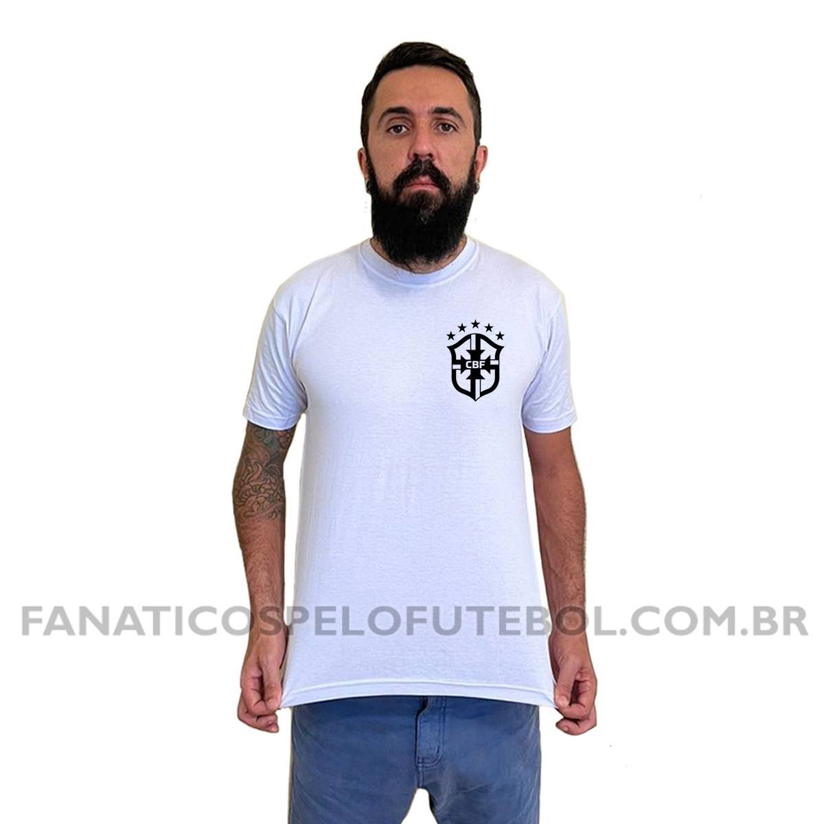 Camiseta Masculina Seleção do Brasil Escudo Clássico Futebol Casual - Imagem 5