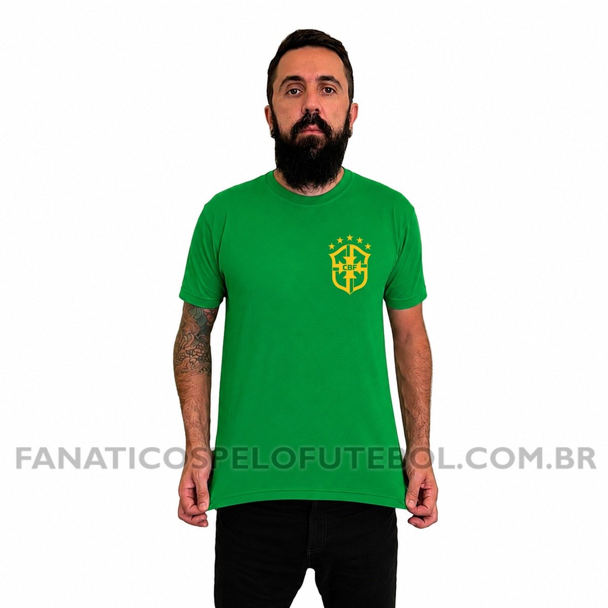 Camiseta Masculina Seleção do Brasil Escudo Clássico Futebol Casual - Imagem 7