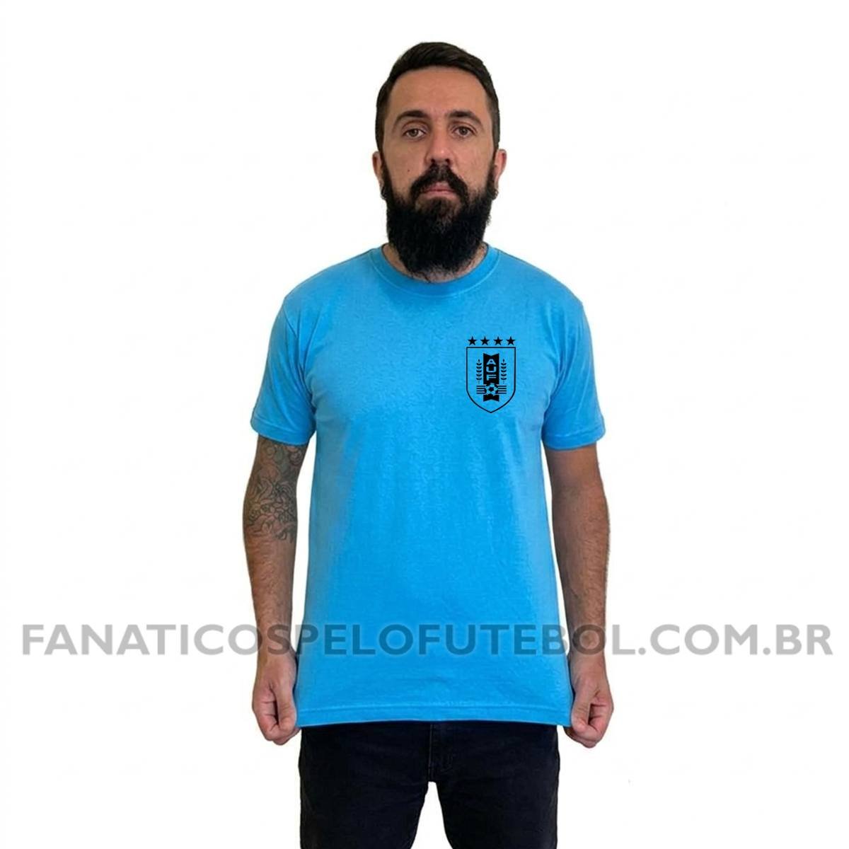 Camiseta Masculina Seleção do Uruguai Escudo Clássico Futebol Casual - Imagem 2
